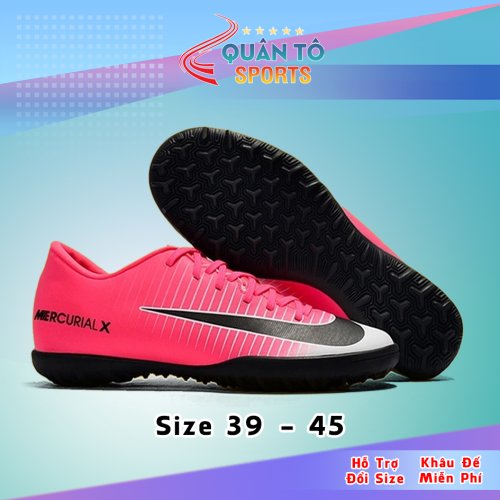 Giày Bóng Đá Nike Mercurial Vic6 TF Hồng Gót Đen Vạch Đen