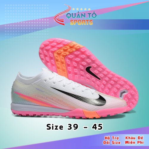 Giày Bóng Đá Nike Mercurial Vapor 16 Elite V2 Đế Đệm Cổ Lửng TF Trắng Đế Hồng