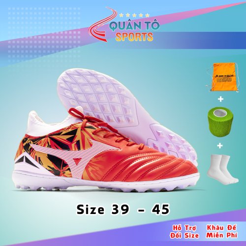 Giày Bóng Đá Mizuno Neo 4 ELLITE Đế Cao Su Đệm EVA Cổ Cao Đỏ Viền Trắng