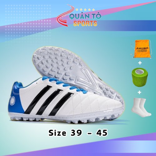 Giày Bóng Đá Wika 3 Sọc Toni Kroos Trắng Gót Xanh Biển