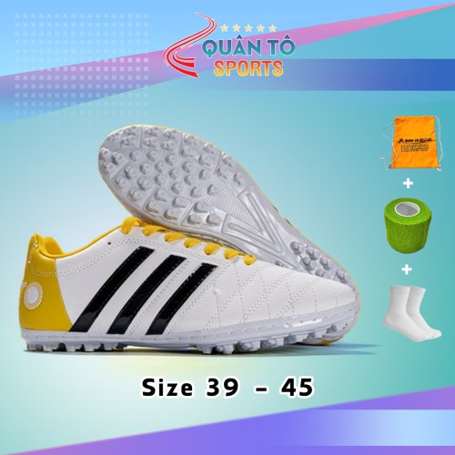 Giày Bóng Đá Wika 3 Sọc Toni Kroos Trắng Gót Vàng