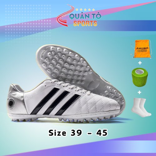 Giày Bóng Đá Wika 3 Sọc Toni Kroos Trắng Gót Bạc