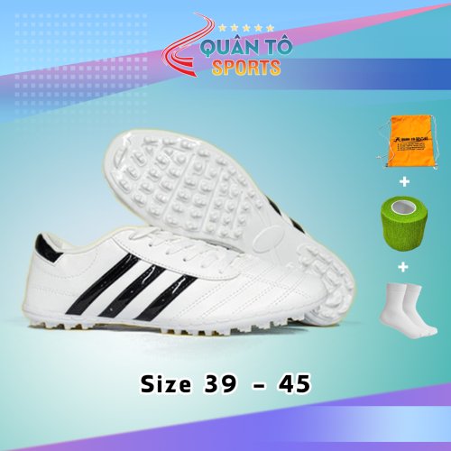 Giày Bóng Đá Wika 3 Sọc - Trắng Sọc Đen