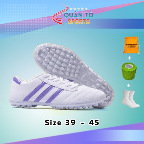 Giày Bóng Đá Wika 3 Sọc - Trắng Sọc Tím