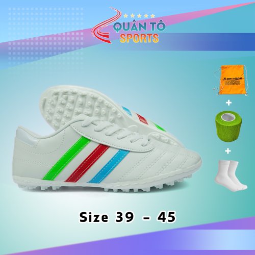 Giày Bóng Đá Wika 3 Sọc - Trắng Sọc Quốc Kỳ Ý