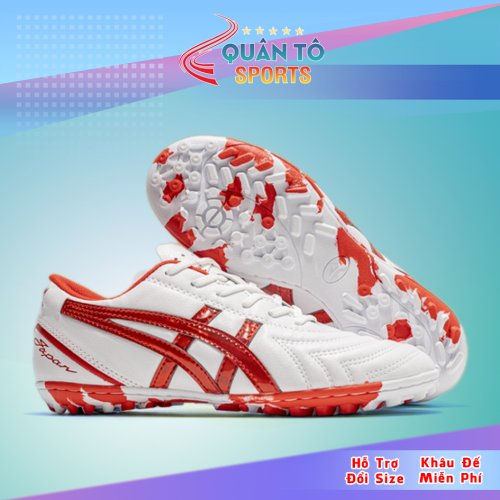 Giày Bóng Đá ATOM Trắng Viền Đỏ