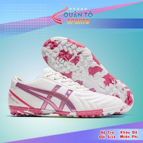 Giày Bóng Đá ATOM Trắng Viền Hồng