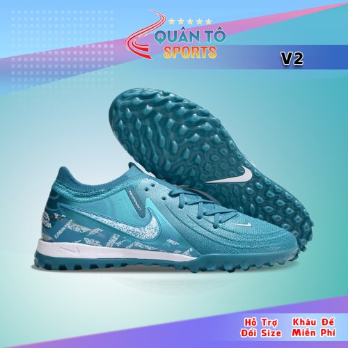 Giày Bóng Đá Nike Phantom GX2 Elite V1 Cổ Lửng TF Xanh Cổ Vịt Vạch Trắng