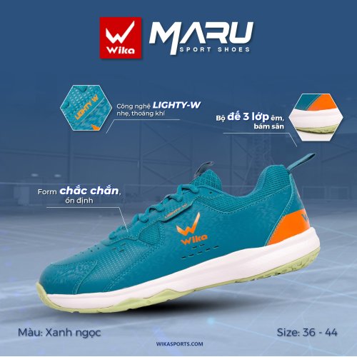 Giày Thể Thao Wika Maru Xanh Ngọc Cam