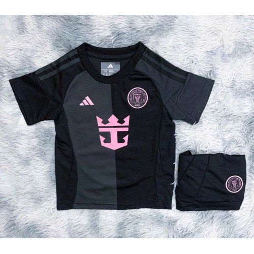 Bộ Bóng Đá Inter Miami Trẻ Em Sân Khách 2025 Đen Hồng