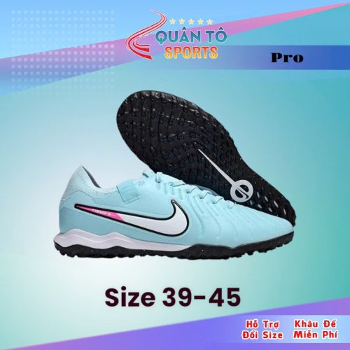 Giày Bóng Đá Tiempo 10 Pro HQ Xanh Biển Vạch Trắng