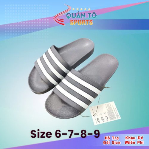 Dép Đúc Nguyên Khối Adidas 3 Sọc Ghi Trắng