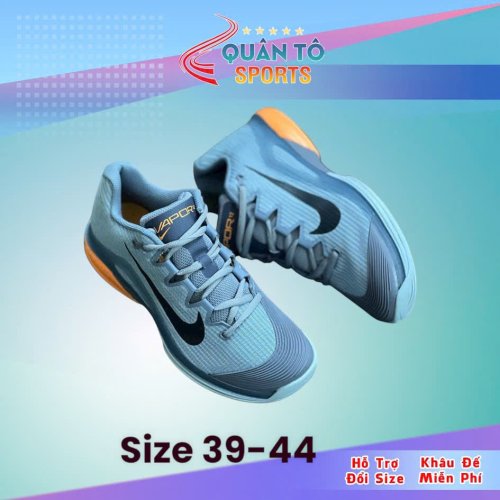 Giày Pickleball Đế Kết Vapor 12 Xanh Ghi Gót Cam