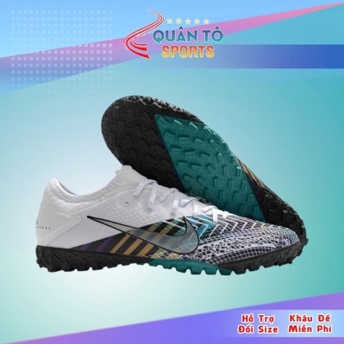 Giày Bóng Đá Nike Mercurial Vapor 13 Pro MDS003 Trắng Mũi Đen Cổ Lửng TF