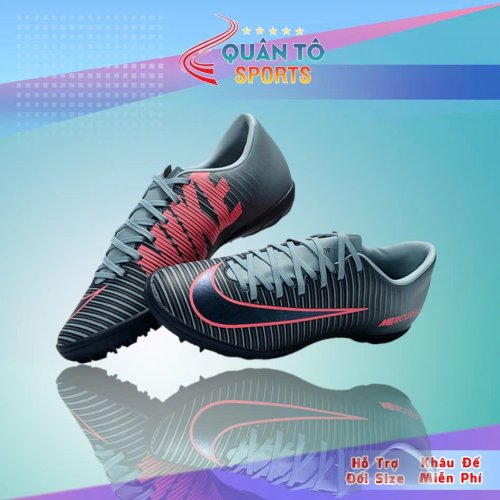 Giày Bóng Đá Nike Mercurial Vic 6 Xám Hồng Lưỡi Gà Liền TF