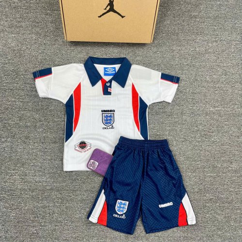 Bộ Bóng Đá Trẻ Em Anh Trắng Retro Beckham 1998