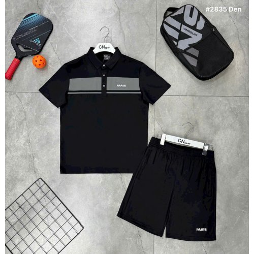 Bộ Thể Thao Paris Đen Viền Ghi 2835