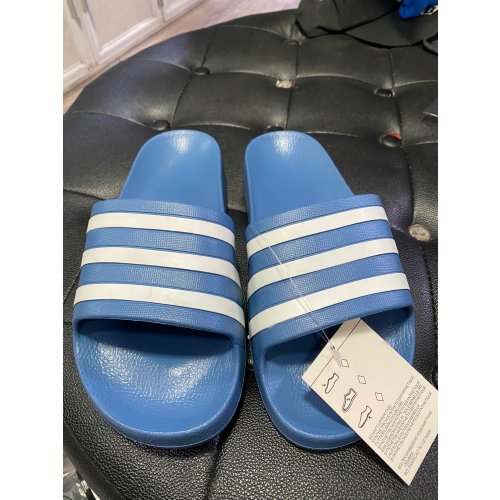 Dép Đúc Nguyên Khối Adidas 3 Sọc trắng xanh vịt