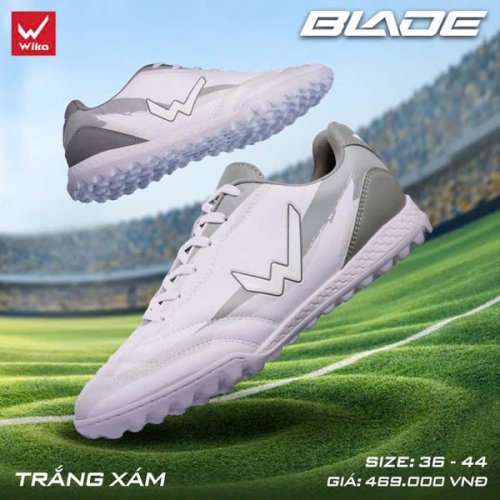 Giày Bóng Đá Wika Blade- Trắng Xám