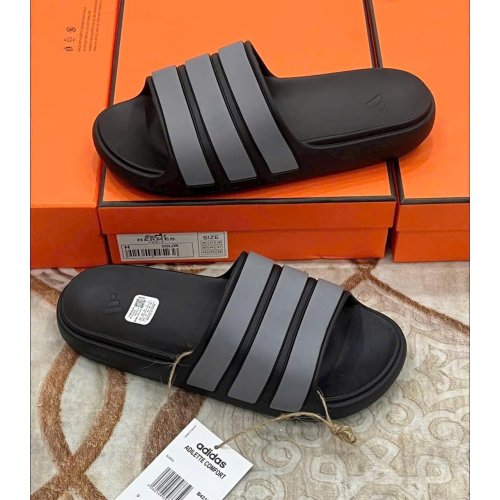 DÉP ADIDAS 3 SỌC SS MỚI-ĐEN XỌC XÁM