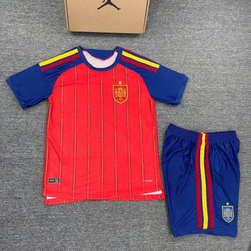 QUẦN ÁO BÓNG ĐÁ TRẺ EM TÂY BAN NHA SÂN NHÀ VẢI LÔNG RỒNG -ĐỎ