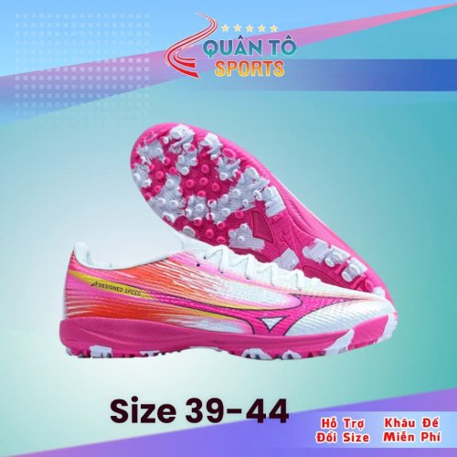 Giày Bóng Đá Mizuno Alpha 3 Elite Trắng Hồng Gót Đỏ Đế Đệm TF
