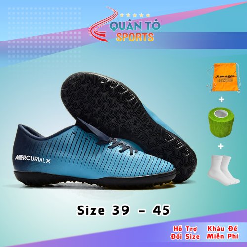Giày Bóng Đá Mercurial Vic 6 TF  Xanh Nhạt Gót đen