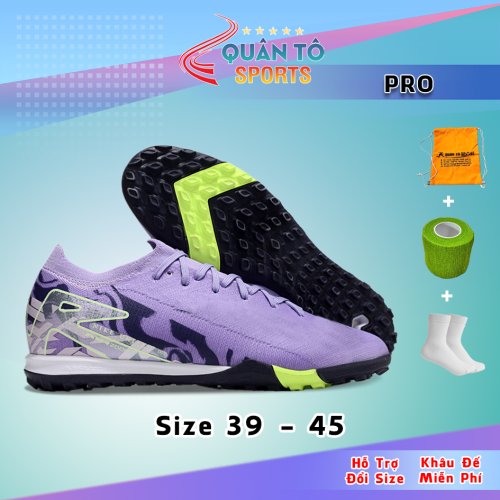 Giày Bóng Đá Mercurial VAPOR 16 PRO Đế Đệm Cổ Lửng TF Tím Khoai Môn