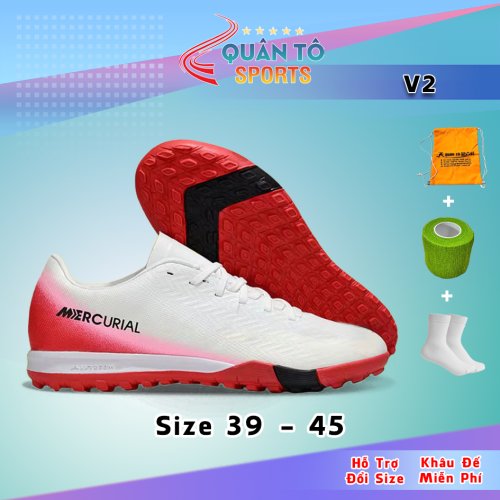 Giày Bóng Đá Mercurial Vapor 16 Academy V2 TF Trắng Đế Hồng Đỏ