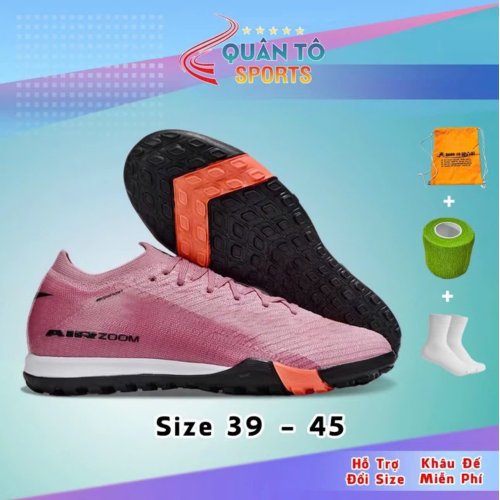 Giày Bóng Đá Vapor 16 Elite 2025 Hồng Tím Vạch Cam Cổ Lửng TF