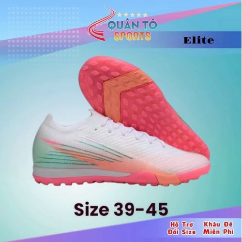 Giày Bóng Đá Mercurial Vapor 16 Elite Trắng Hồng Gót Xanh Cổ Lửng TF