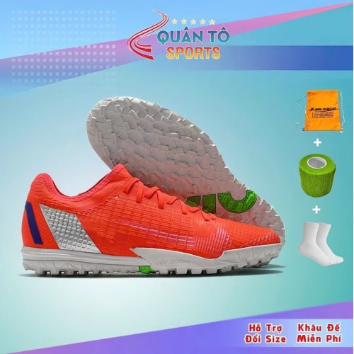Giày Bóng Đá Mecurio Vapor 14 Pro Đinh TF Đỏ Vạch Xanh