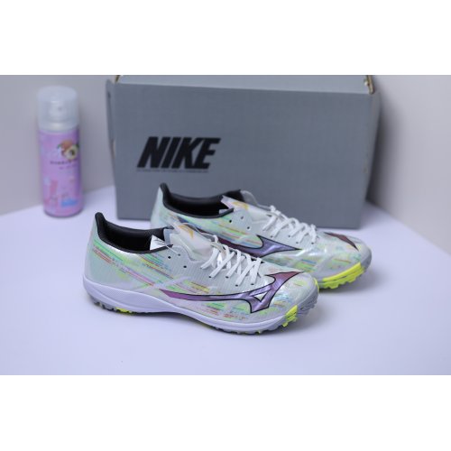 Giày Bóng Đá Mizuno Alpha II Elite Trắng Xanh Lá Vạch Xám TF