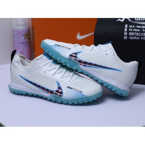 Giày Bóng Đá Trẻ Em Nike Mercurial Vapor 15 Pro Cổ Lửng HQ TF Trắng Gót Xanh