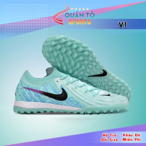 Giày Bóng Đá Nike Phantom GX2 Elite V1 Cổ Lửng TF Xanh Ngọc Gót Xanh Vạch Đen