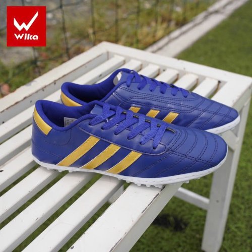 Giày Bóng Đá Wika 3 Sọc - Xanh Than Viền Đồng